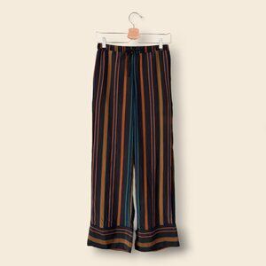 Madewell, Clermont Striped Silk Pants, Toulouse True Black, Size XS